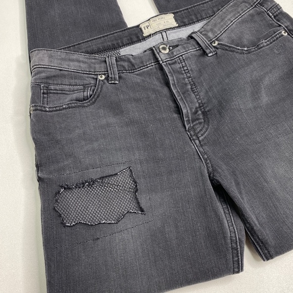 Free People black jeans skinny distressed button fly pants women's size 29 - Picture 6 of 11